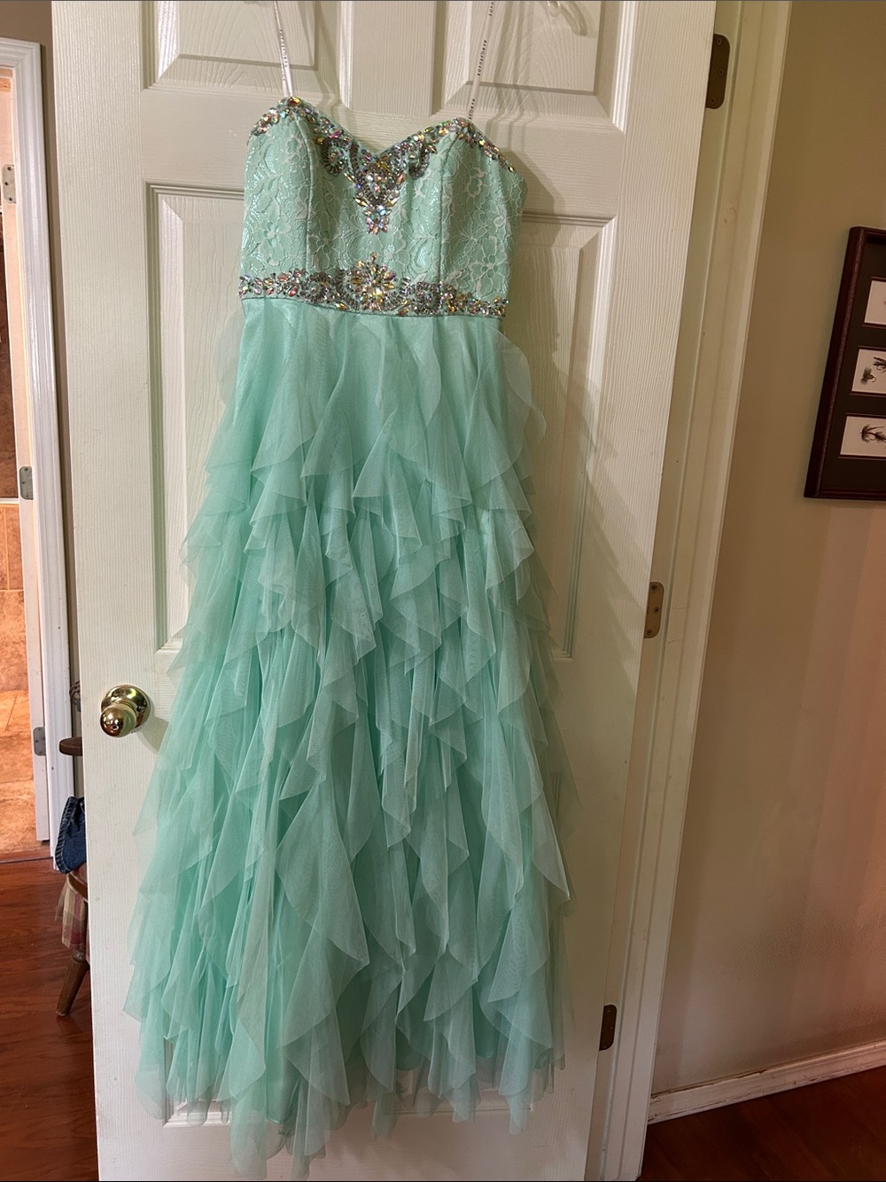 Masquerade Rhinestone & Ruffle Gown - Picture 2 of 12
